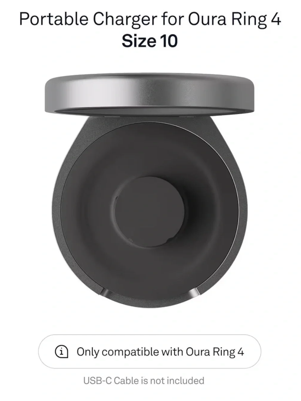 Oura Ring 4 Portable Charger, Size 10